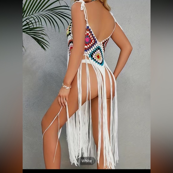 #143 Full Handmade Geo Pattern Crochet coverup - Picture 3 of 7